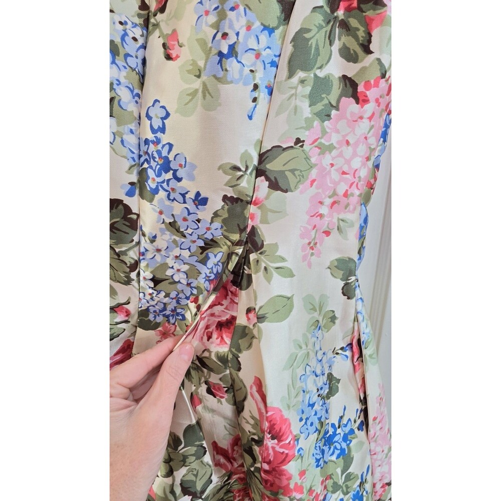Alexa B Floral Fit & Flare Pleated Knee Dress Square Neck Sleeveless Size 8 - Picture 7 of 8